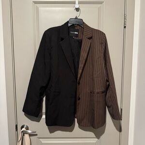 Fashion Nova Black and Brown Pinstripe Blazer
